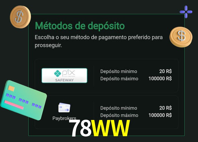 O cassino 78WW oferece uma grande variedade de métodos de pagamento